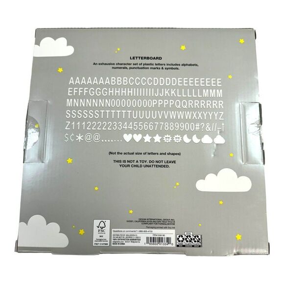 Moon & Stars Letterboard With 164-Piece Letter Set NEW Baby Gift Boy Girl Unisex - Picture 2 of 5